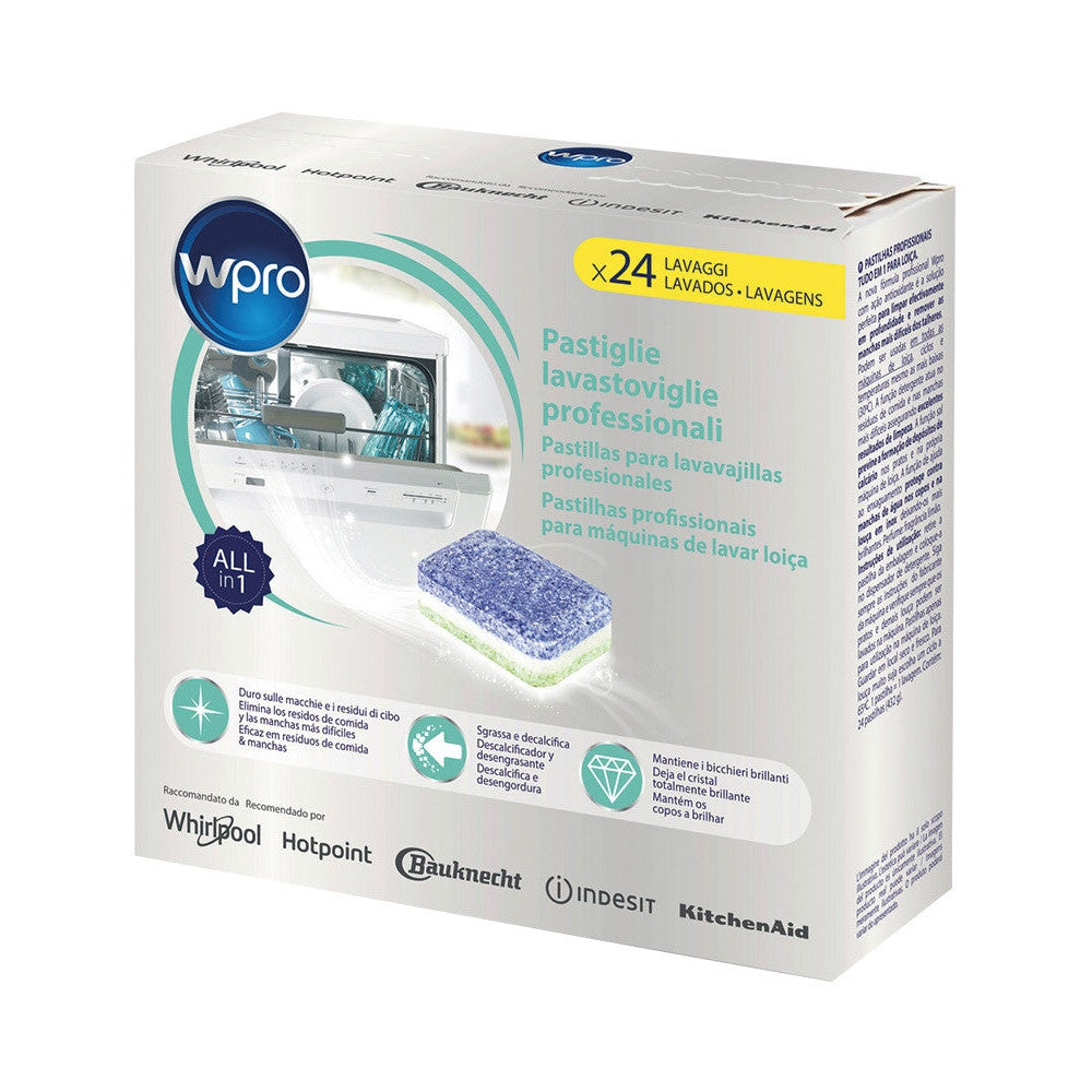 Pastilhas Máquina Loiça Wpro TAB200 | Tudo em 1, Limão, 24un