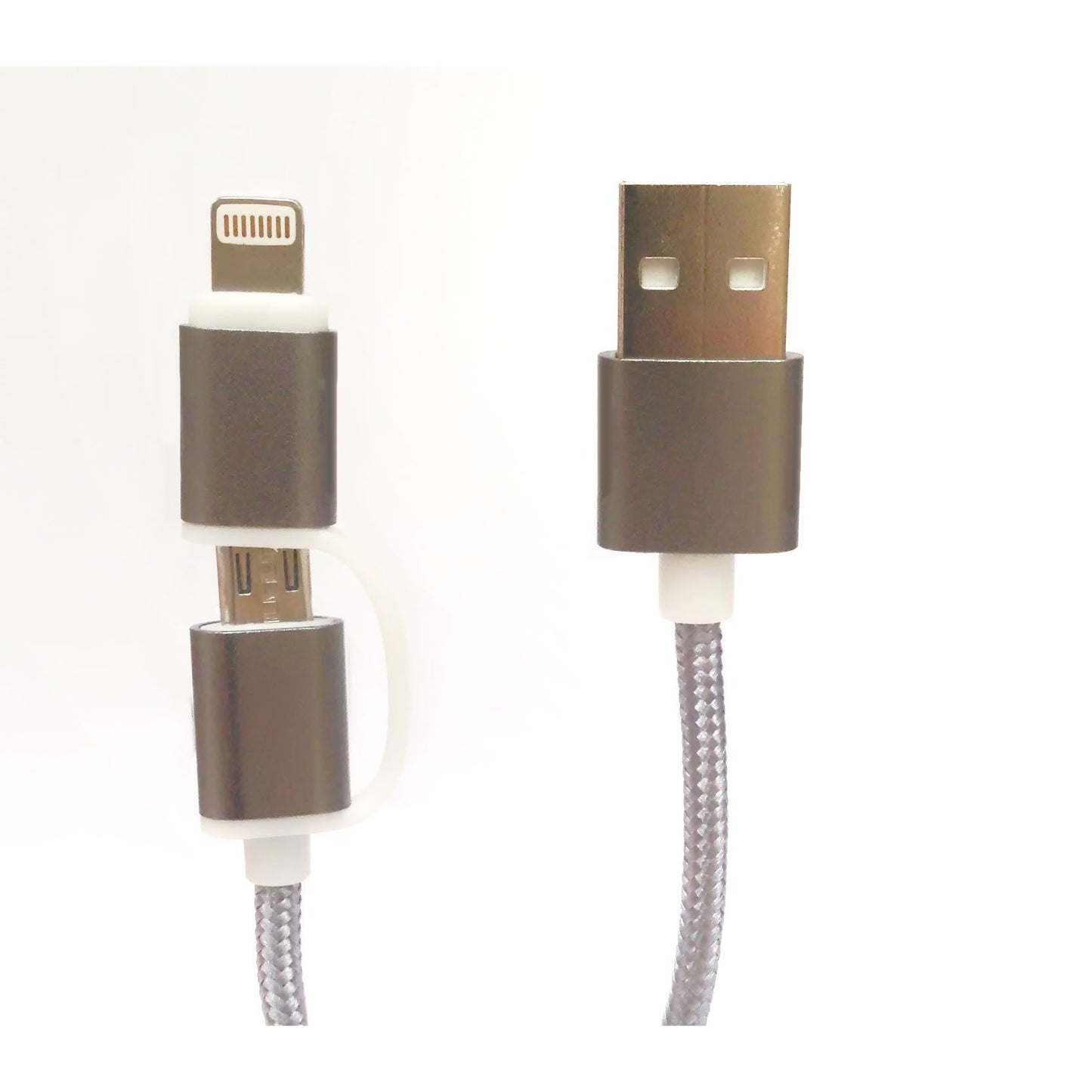 Cabo USB-A Dual para Lightning e Micro Tech Fuzzion | Cinzento