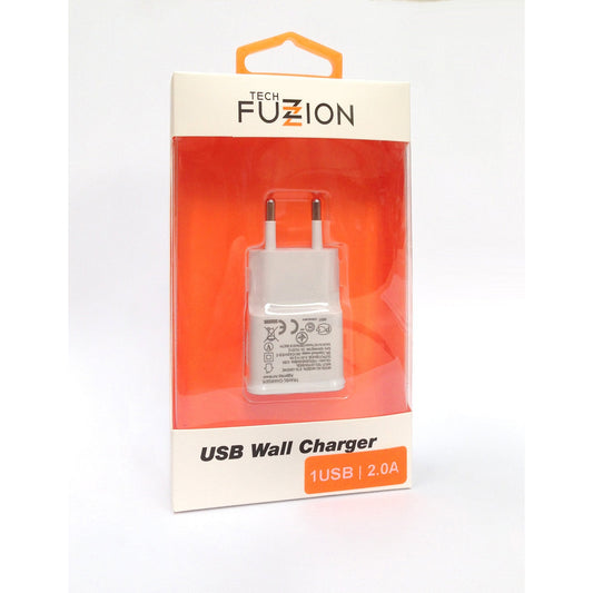 Carregador Tech Fuzzion 1USB 2A | 2 Portas USB, Branco, 5V 2A