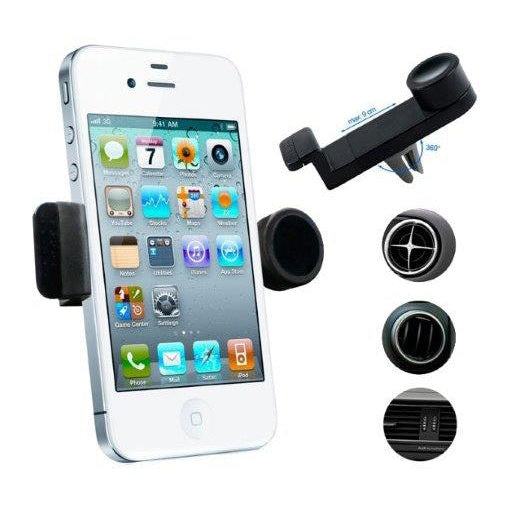 Suporte Smartphone Tech Fuzzion CHRUNI0420BK | Grelha Ar, Rotação 360°