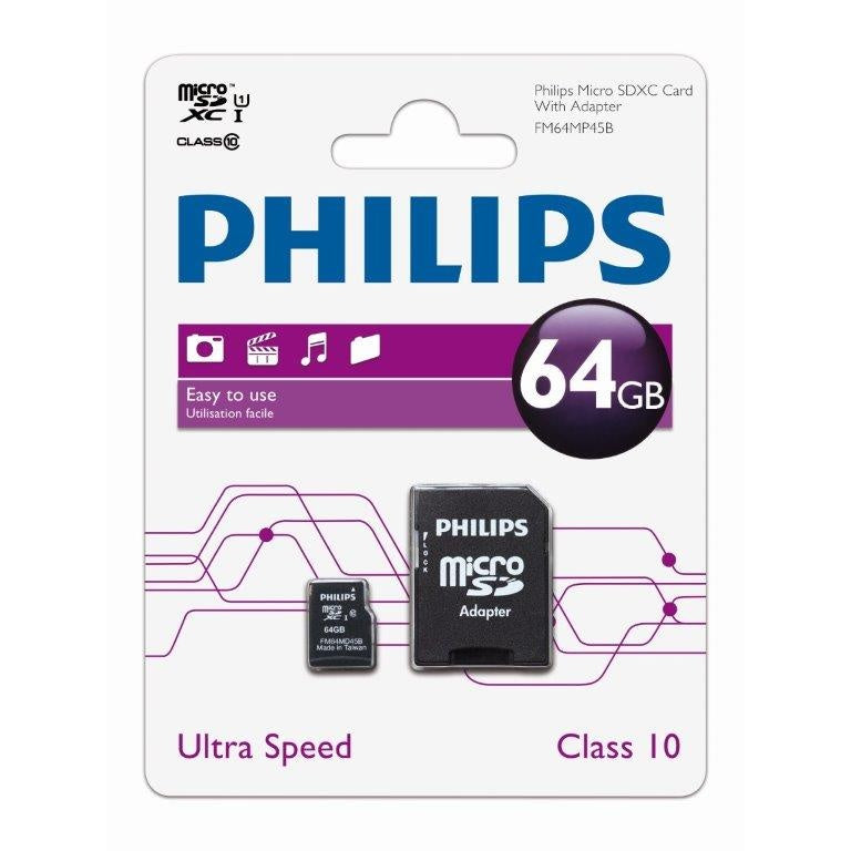 Cartão de Memória Philips FM64MP45B | 64GB, Class 10, 80MB/s
