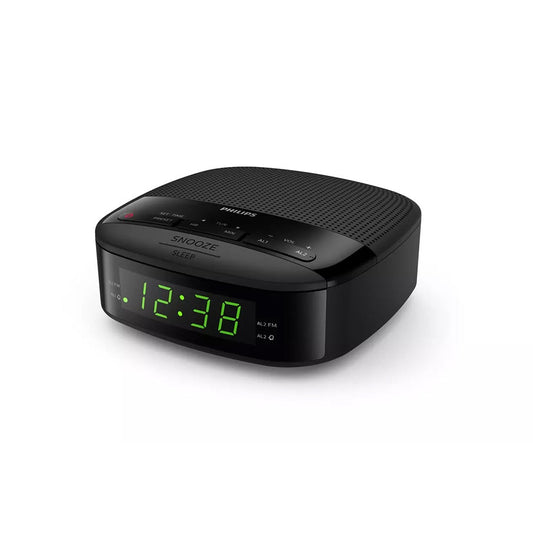 Relógio Despertador Philips | Preto, 2 Alarmes