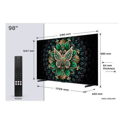 TV TCL 98C6K | 98", Mini LED, 4K, Google TV