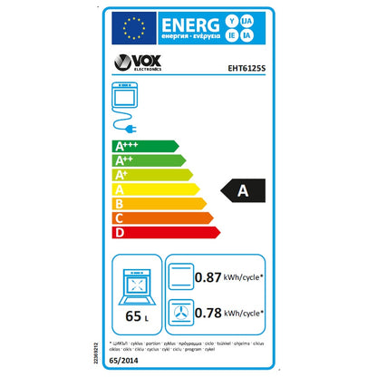 Fogão Elétrico VOX EHT6125S | Forno Elétrico, 65L, Classe A