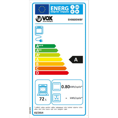 Fogão Elétrico VOX EHB600WBF | 4 Discos, 72L, Classe A