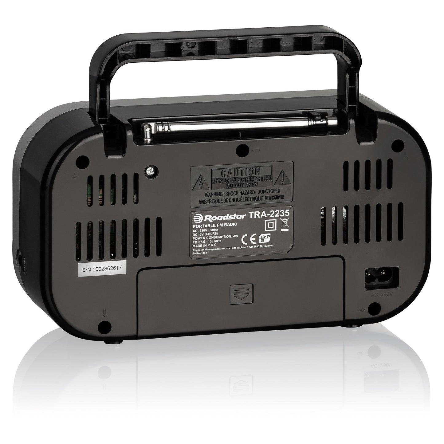 Rádio Roadstar TRA2235/BK | FM, Pilhas, 0.8W