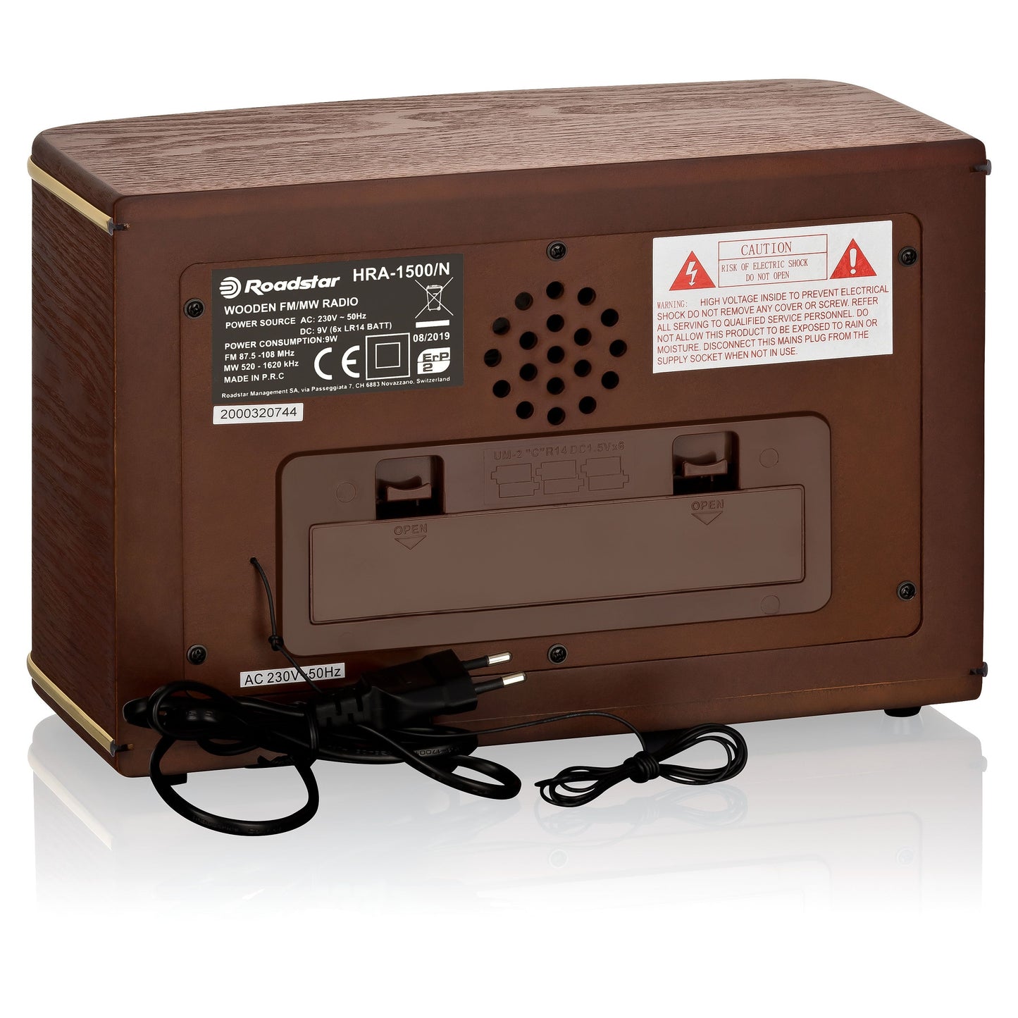 Rádio Roadstar HRA1500/N | FM/MW, Analógico, Madeira