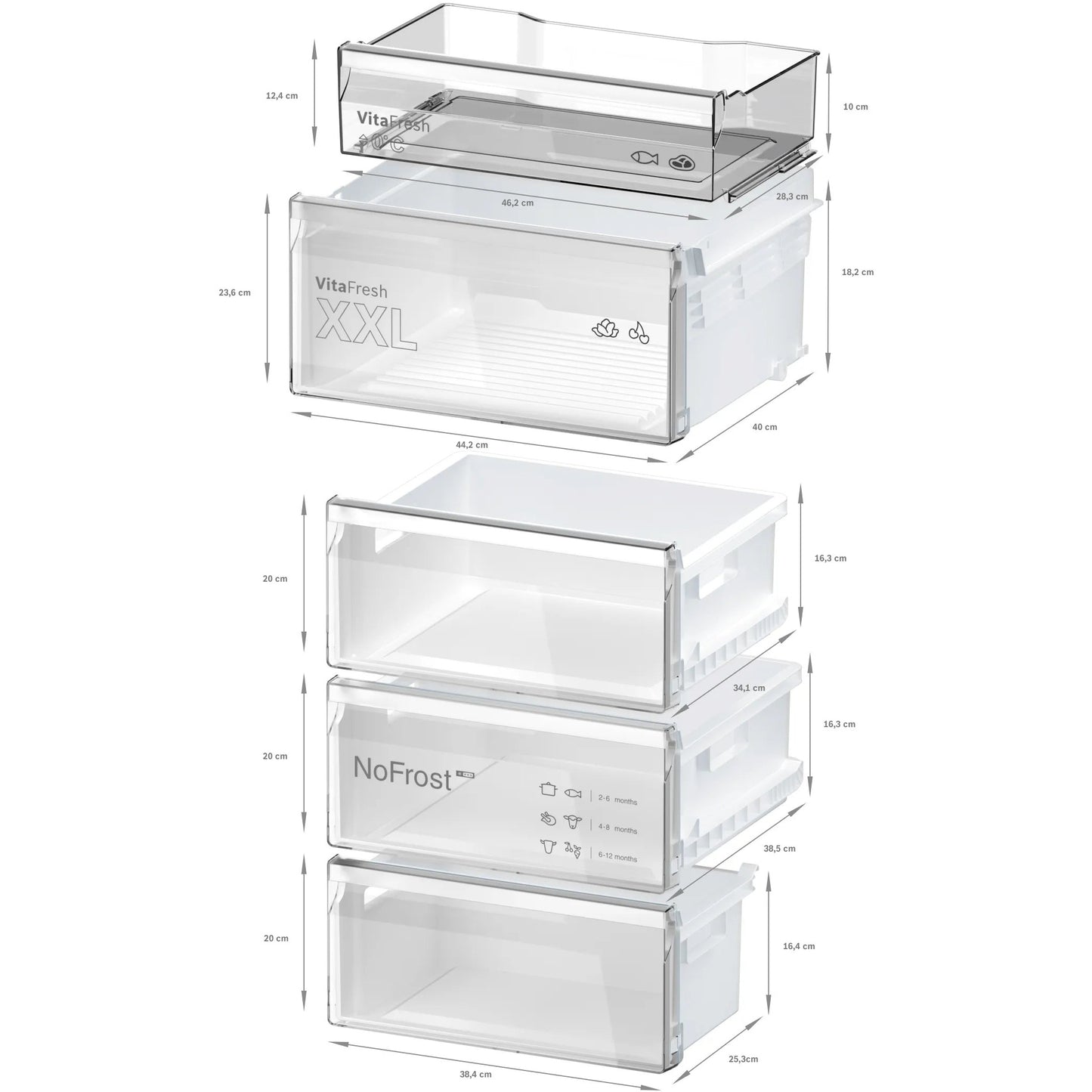 Combinado Bosch KGN392XCF | 363L, No Frost, VitaFresh
