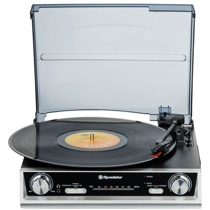 Gira-discos Roadstar TTR8634 | 33/45/78 rpm, Rádio FM, Amplificador