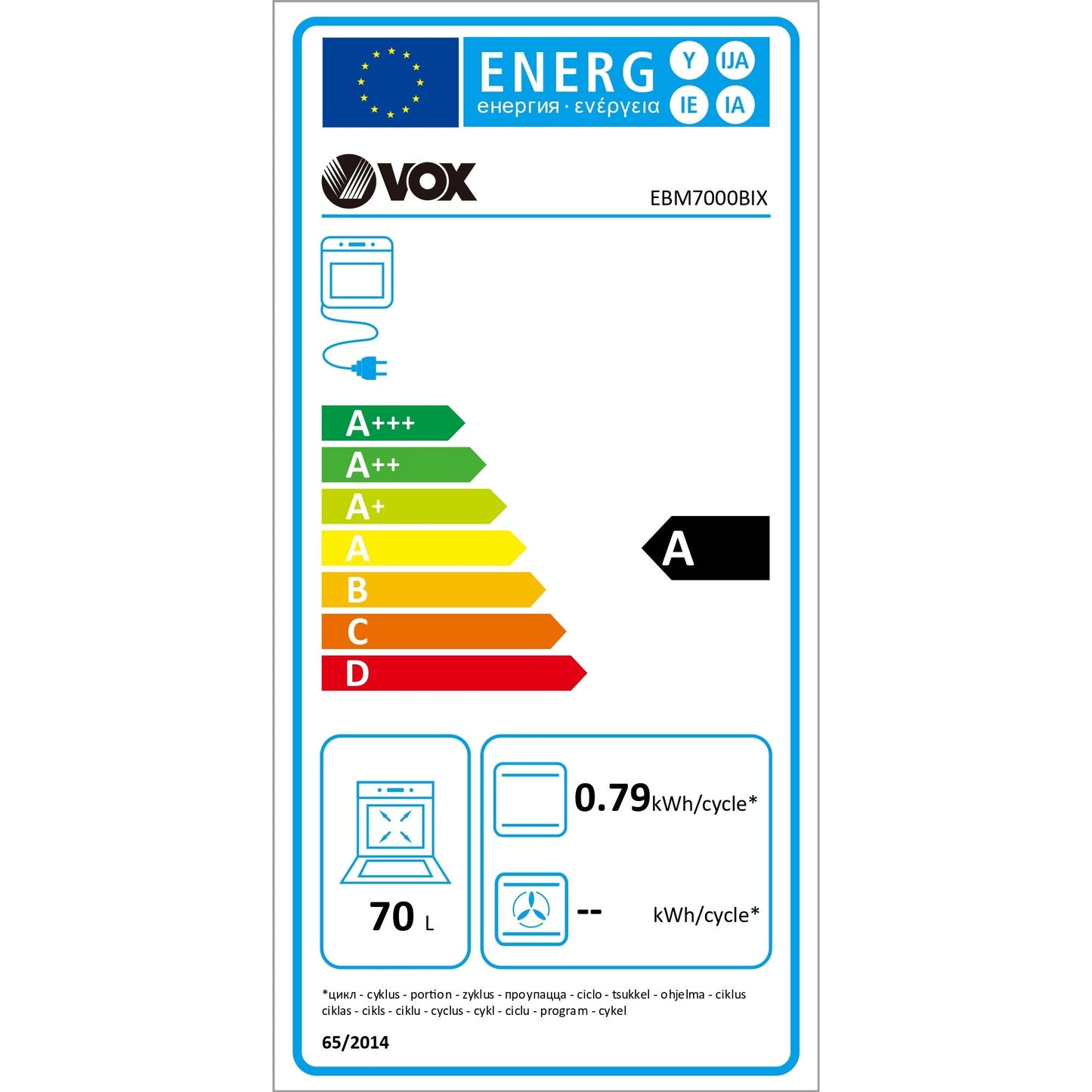 Forno Elétrico Vox EBM7000BIX | 70L, Termostato, Analógico