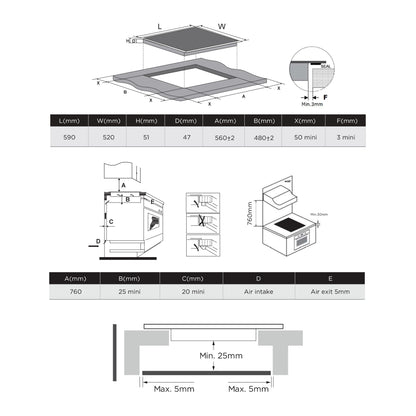 Placa de Vitrocerâmica Vox EBC400DBR2 | 4 Zonas, Touch