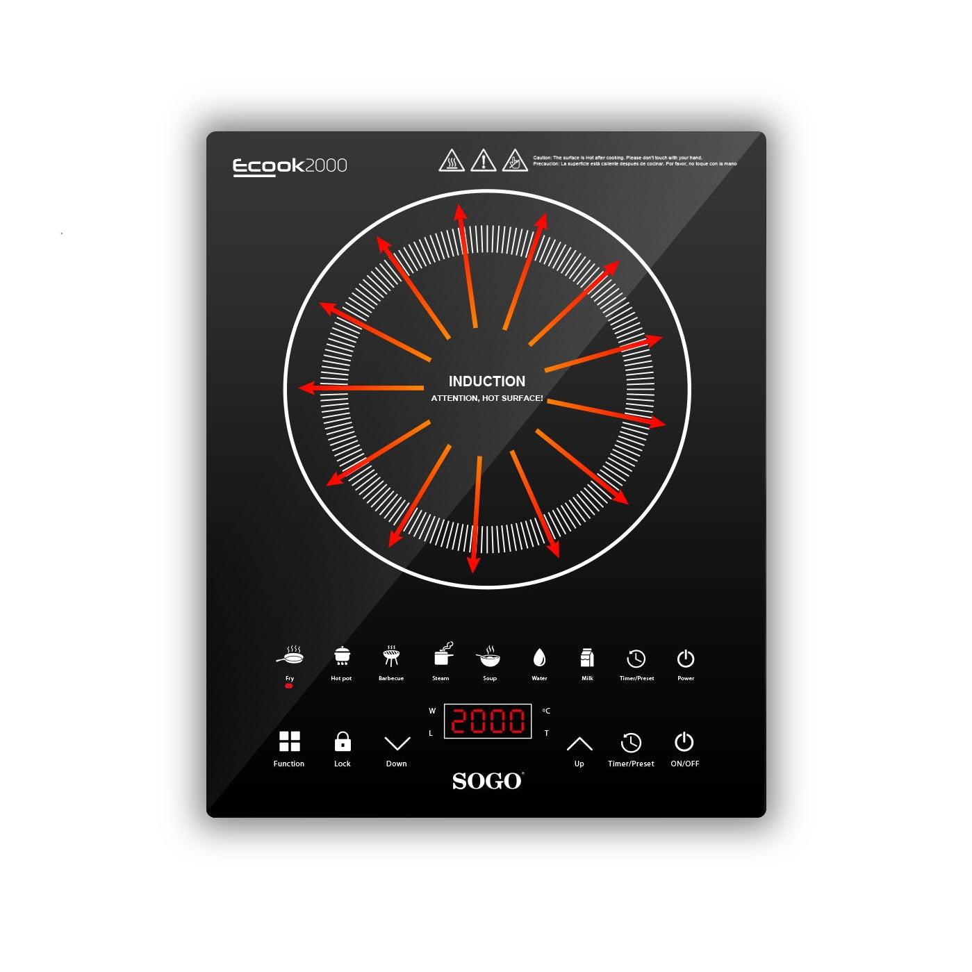 Placa Elétrica Sogo COCSS10245 | Indução, 1 zona, 2000W, 30cm
