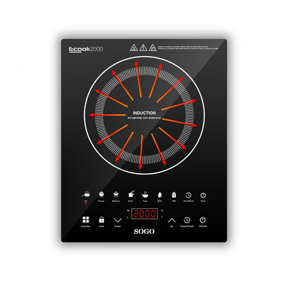 Placa Elétrica Sogo COCSS10245 | Indução, 1 zona, 2000W, 30cm