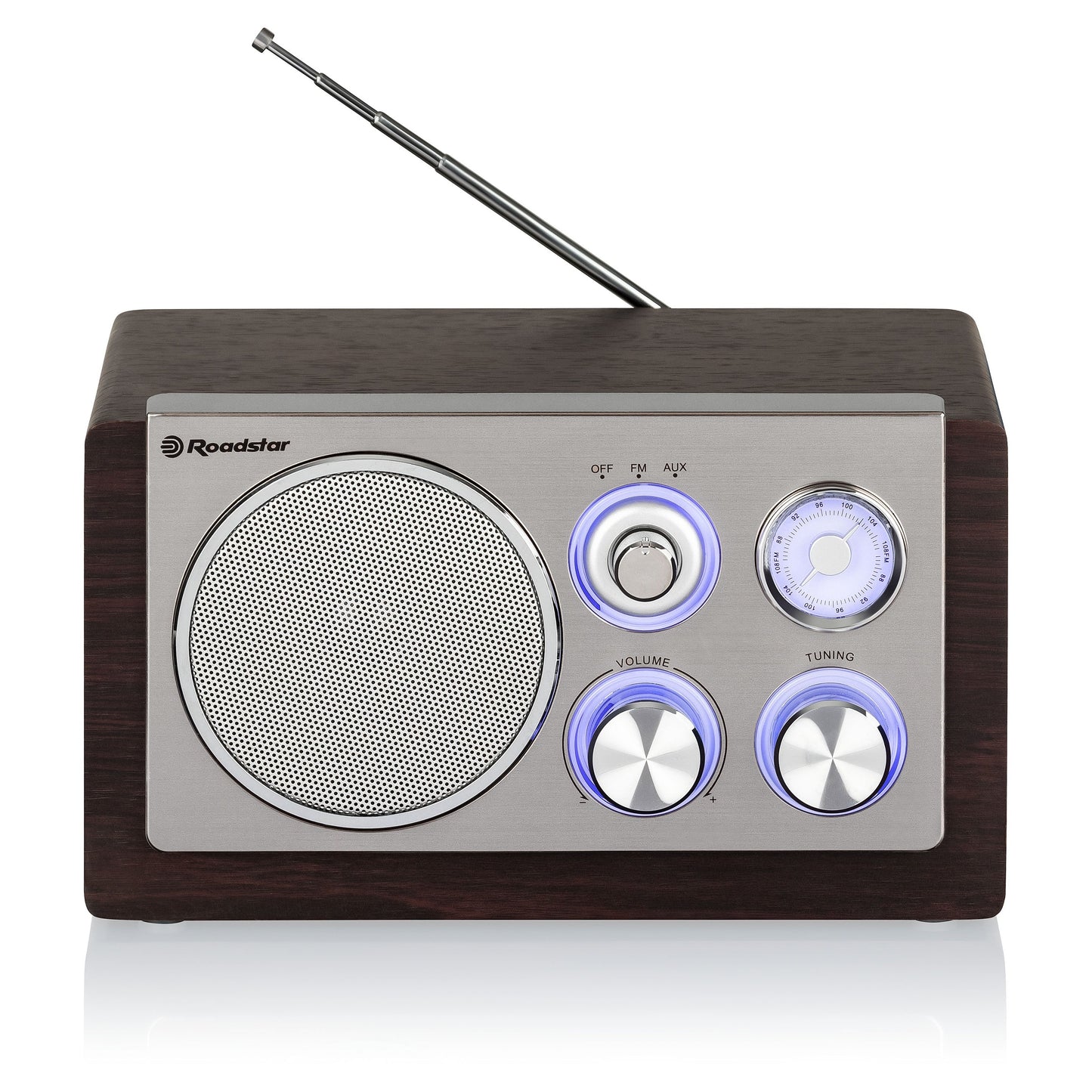 Rádio Roadstar HRA1245NWD | FM, AUX, Madeira