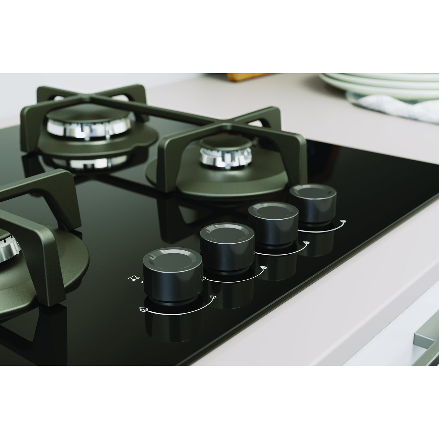 Placa a Gás Indesit Ing 61t/bk1 | 4 Queimadores, Vidro Preto, 7.3 kW
