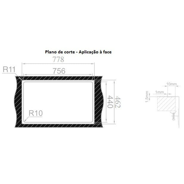 Cuba Escovada Rodi Box Line 75 | 776x460mm, 200mm, Escovado