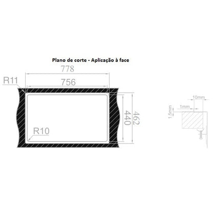 Cuba Escovada Rodi Box Line 75 | 776x460mm, 200mm, Escovado