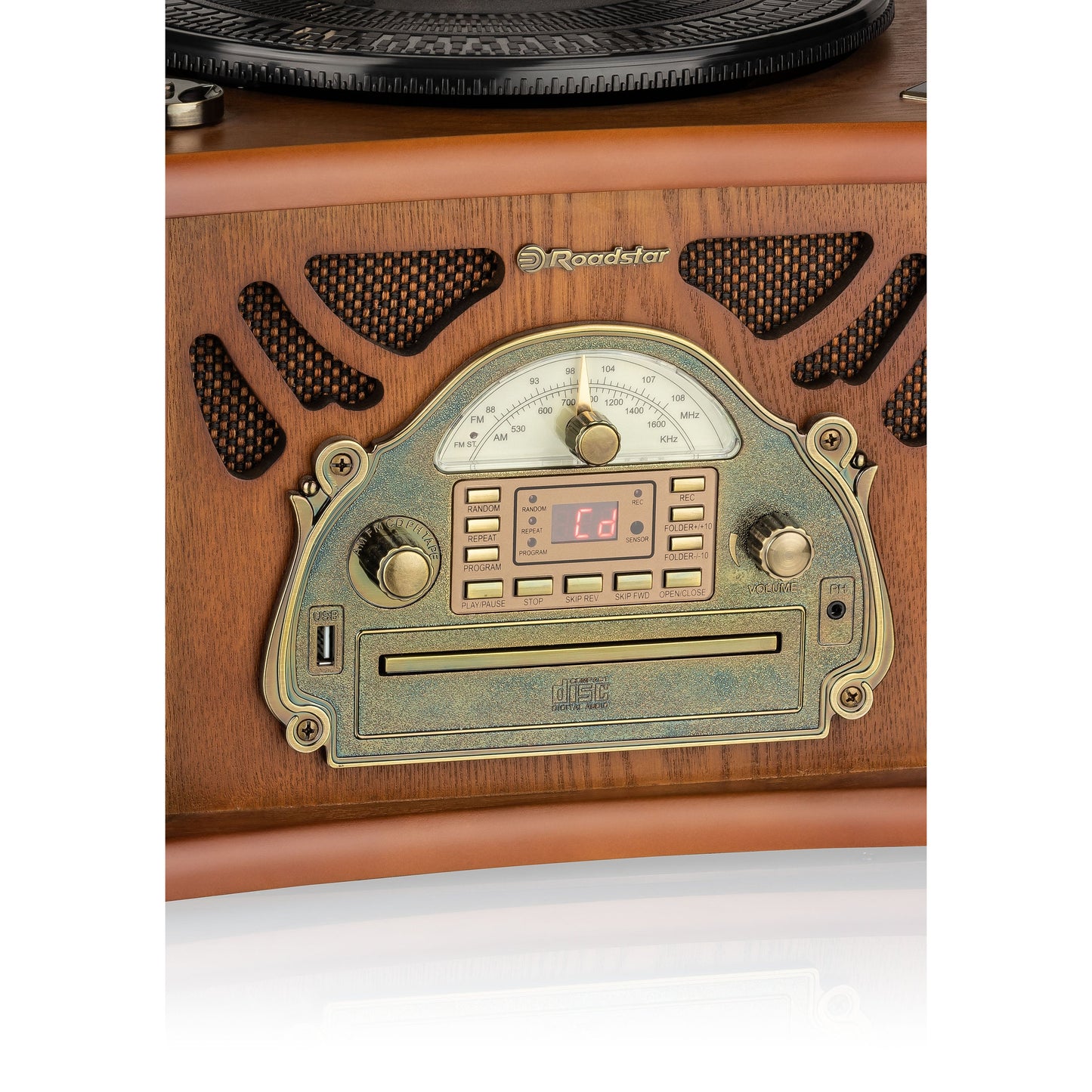Leitor de Vinil Roadstar HIF1850TUMPK | Rádio AM/FM, CD, USB