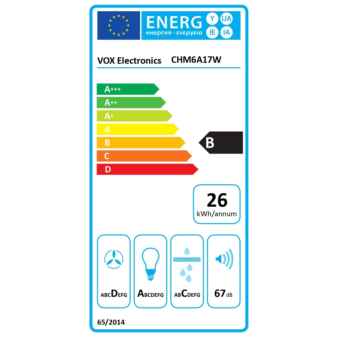 Exaustor Vox CHM6A17W | 333 m³/h, 3 Velocidades, Branco