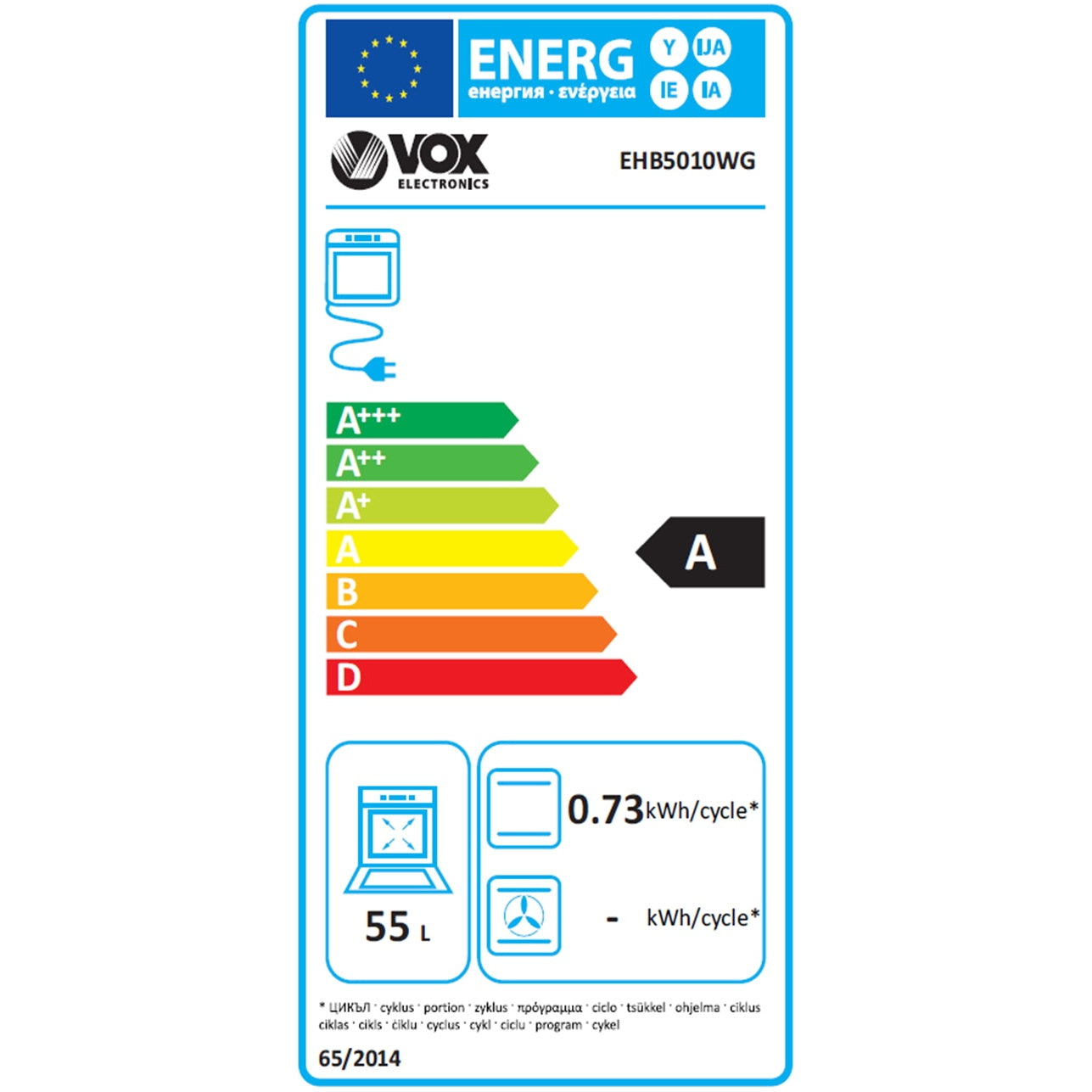 Fogão Elétrico VOX EHB 5010WG | 4 Discos, 55L, Classe A
