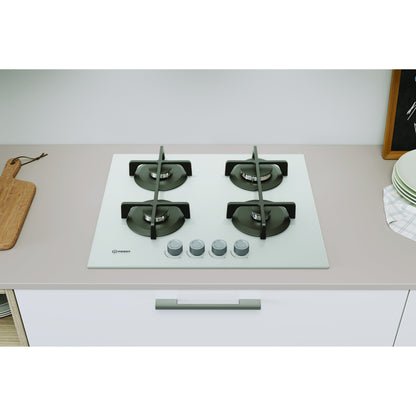 Placa a Gás Indesit ING61TWH1 | 4 Zonas, Vidro Branco, 7.3 kW