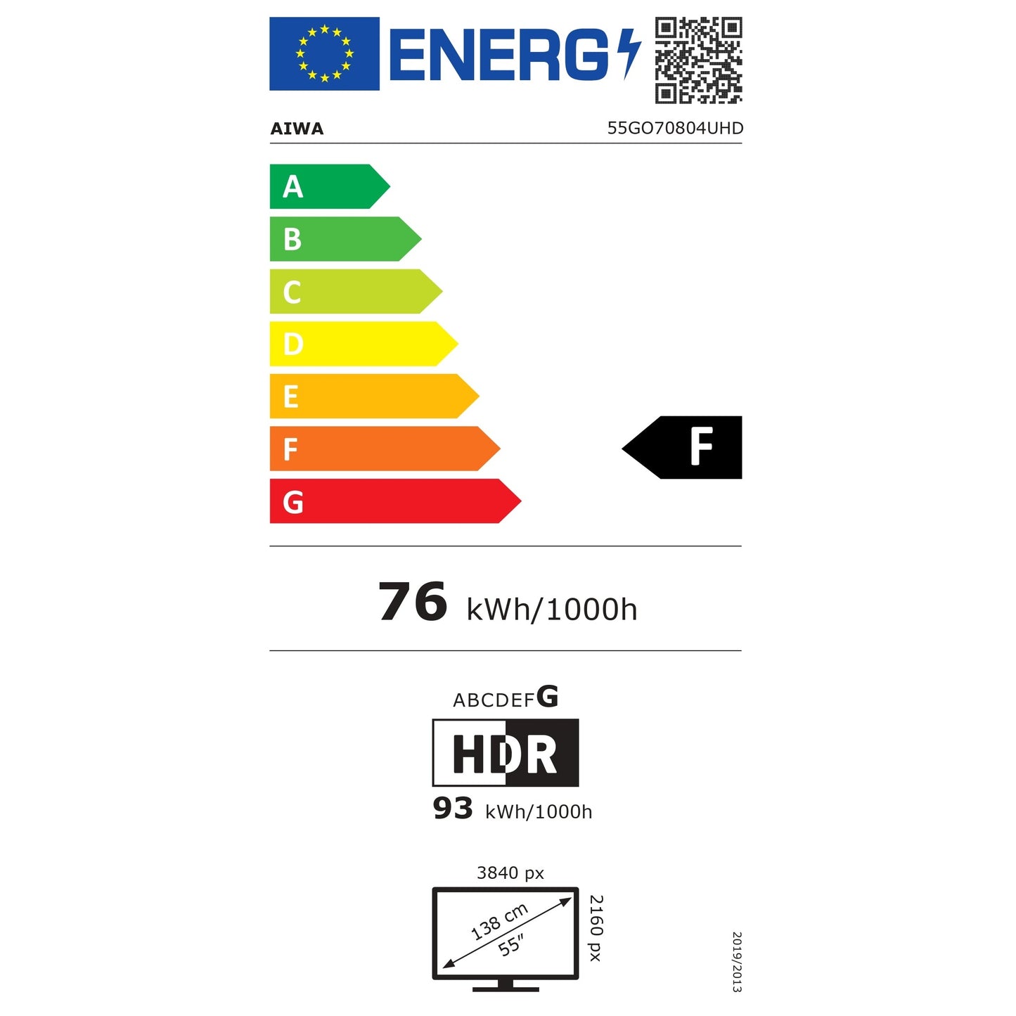 TV AIWA 55GO70804UHD | 55", LED, 4K, Google TV