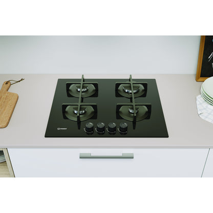 Placa a Gás Indesit Ing 61t/bk1 | 4 Queimadores, Vidro Preto, 7.3 kW