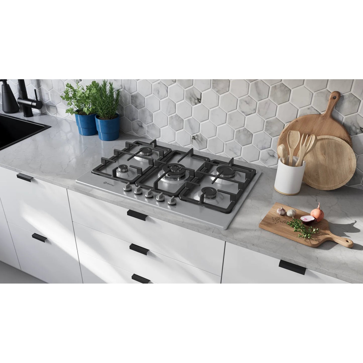 Placa a Gás Balay 3ETX576CB | 5 Queimadores, Aço Inox, GasStop