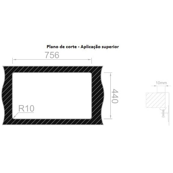 Cuba Escovada Rodi Box Line 75 | 776x460mm, 200mm, Escovado