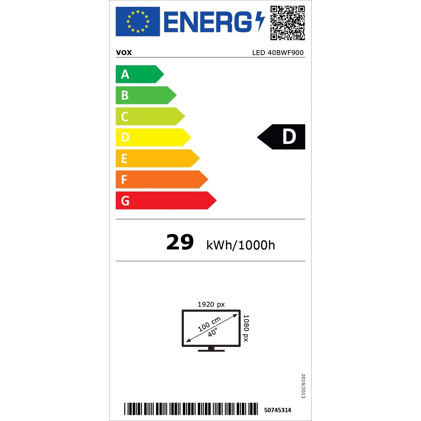 TV Vox 40BWF900 | 40", Full HD, LED