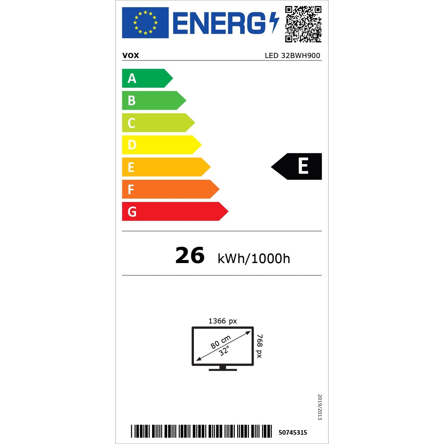 TV Vox 32BWH900 | 32", HD Ready, LED