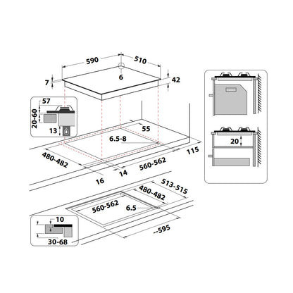 Placa a Gás Indesit Ing 61t/bk1 | 4 Queimadores, Vidro Preto, 7.3 kW