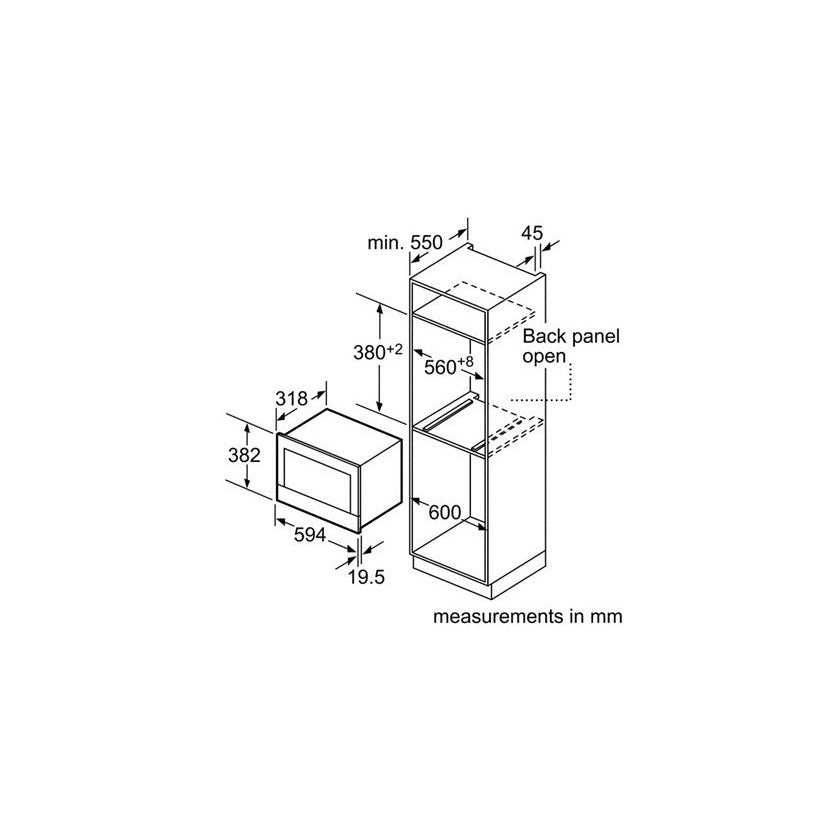 Micro Ondas Encastre Bosch BFL-634-GB-1 | 21L, 900W