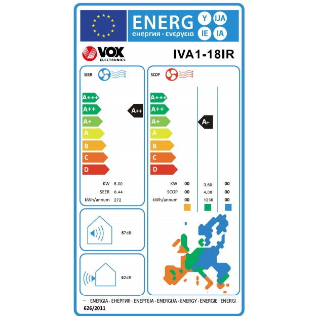 Ar Condicionado Unidade Interior+Exterior VOX IVA118IR | 18000 BTU, Inverter