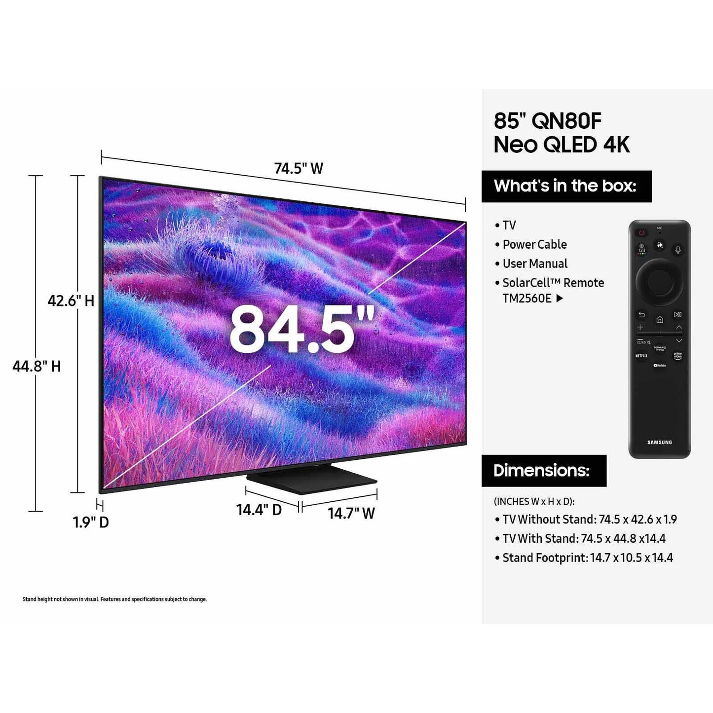 TV Samsung 85QN80F | 85", Mini LED, 4K, Tizen