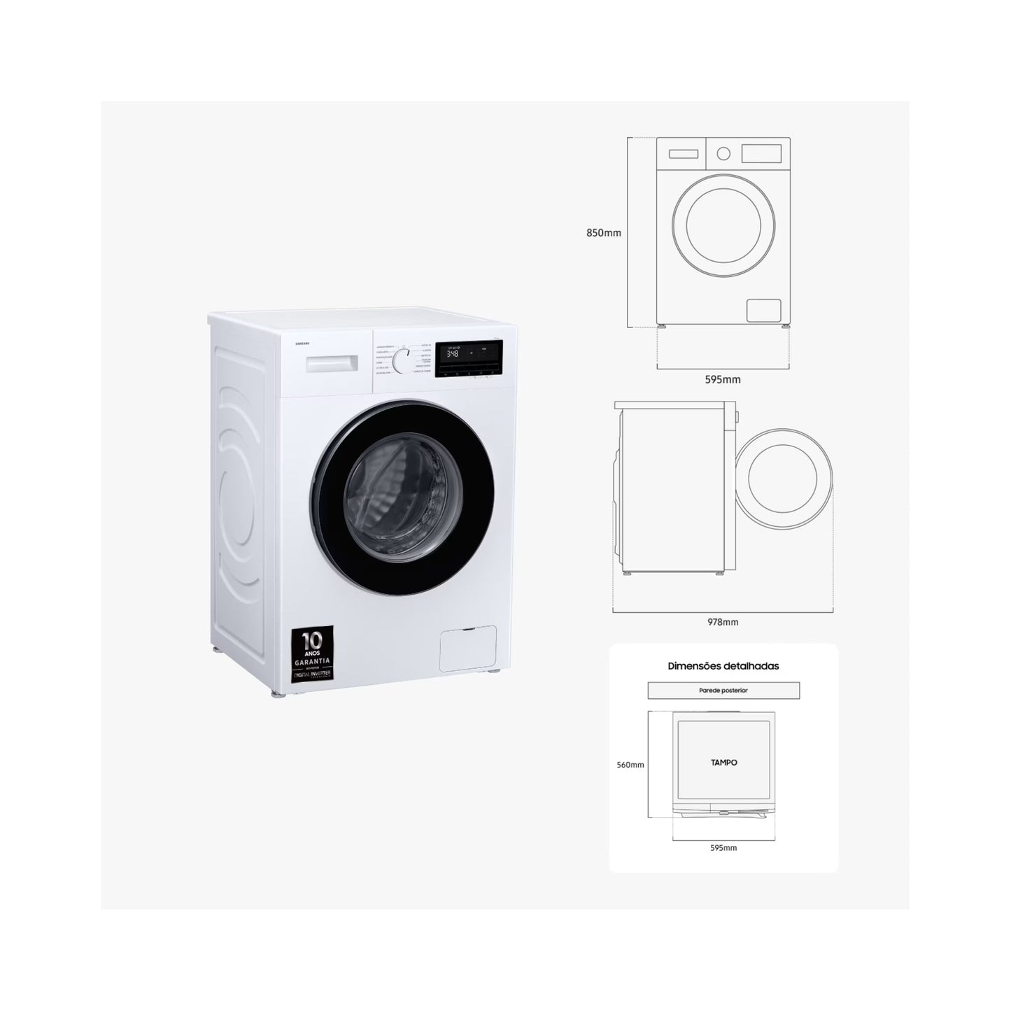 Máquina de Lavar Roupa SAMSUNG WW80FG3M05AW | 8kg, Classe A
