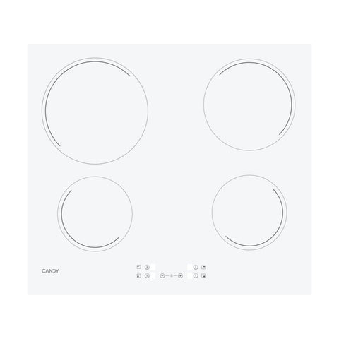 Placa Vitrocerâmica Candy CH64CCW | 4 Zonas, Branco, 6500W