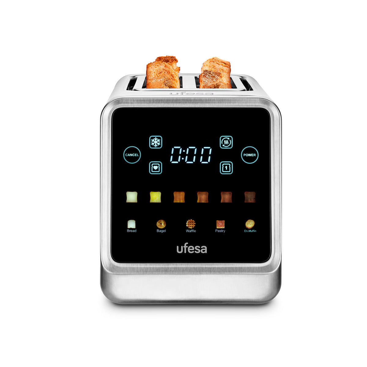 Torradeira Ufesa One Touch Duo Plus | Inox, 1450W, Digital, Memória, 2 Ranhuras Largas